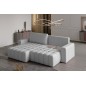 Canapé d'angle convertible en velours luxe 5 places et coffre, gris, angle gauche (vu de face) BONO