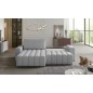 Canapé d'angle convertible en velours luxe 5 places et coffre, gris, angle gauche (vu de face) BONO