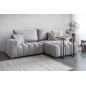 Canapé d'angle convertible en velours luxe 5 places, gris, angle droit (vu de face), BONO