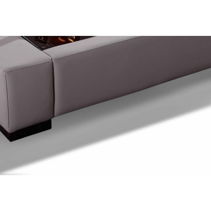 Table basse personalisé en cuir italien ZANA, gris clair REF 4C095