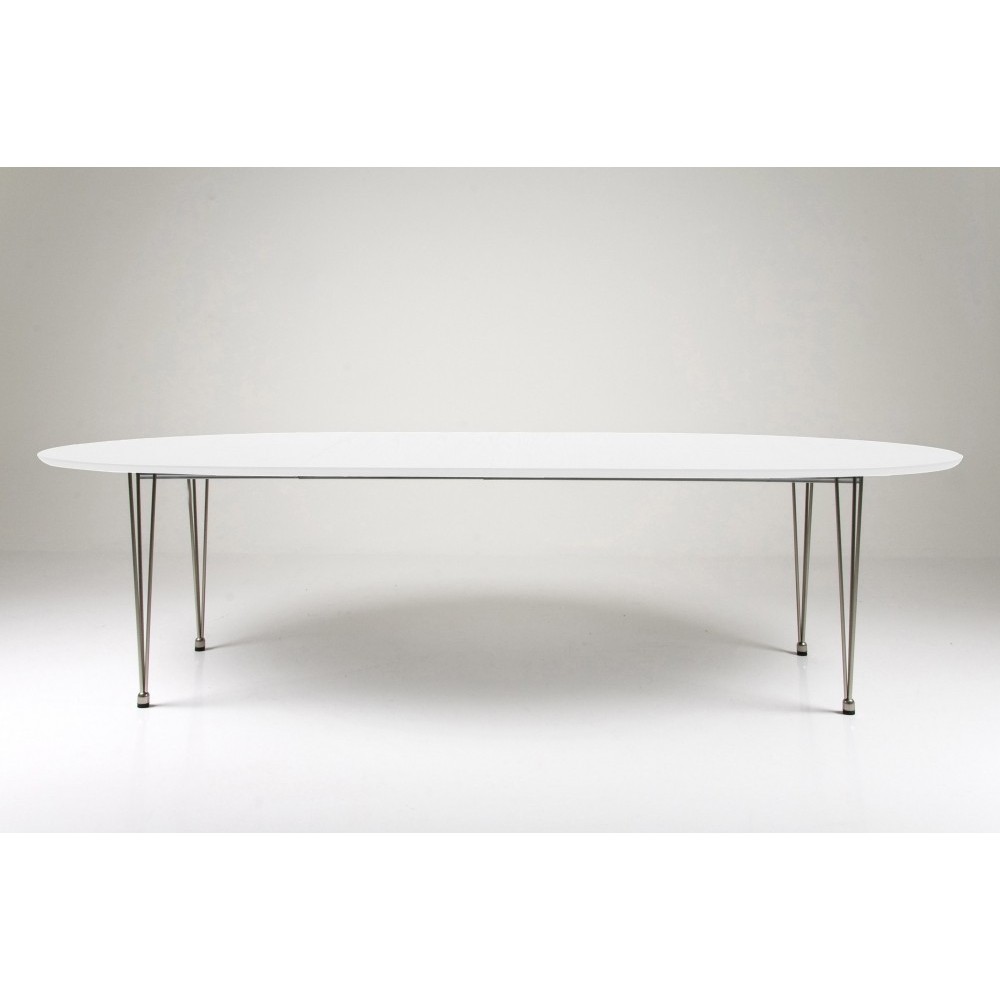 Table à manger design laqué blanc à rallonges, BESINA