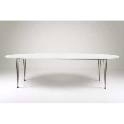 Table à manger design laqué blanc à rallonges, BESINA