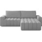 Canapé d'angle convertible en velours luxe 5 places, gris, angle droit (vu de face), BONO