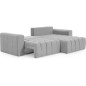 Canapé d'angle convertible en velours luxe 5 places, gris, angle droit (vu de face), BONO