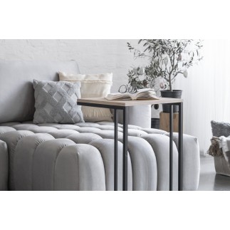 Canapé d'angle convertible en velours luxe 5 places, gris, angle droit (vu de face), BONO