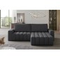 Canapé d'angle convertible en velours luxe 5 places, coffre - gris foncé, angle droit (vu de face), BONO