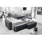 Canapé d'angle convertible en velours luxe 5 places, coffre - gris foncé, angle droit (vu de face), BONO