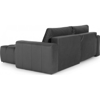Canapé d'angle convertible en velours luxe 5 places, coffre - gris foncé, angle droit (vu de face), BONO