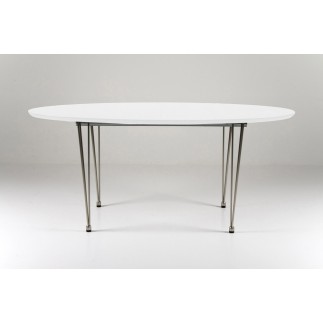 Table à manger design laqué blanc à rallonges, BESINA