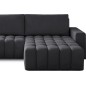 Canapé d'angle convertible en velours luxe 5 places, coffre - gris foncé, angle droit (vu de face), BONO