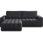 Canapé d'angle convertible en velours luxe 5 places et coffre, gris foncé, angle gauche (vu de face) BONO