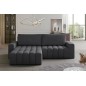 Canapé d'angle convertible en velours luxe 5 places et coffre, gris foncé, angle gauche (vu de face) BONO