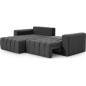 Canapé d'angle convertible en velours luxe 5 places et coffre, gris foncé, angle gauche (vu de face) BONO