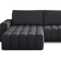 Canapé d'angle convertible en velours luxe 5 places et coffre, gris foncé, angle gauche (vu de face) BONO