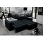 Canapé d'angle convertible en velours luxe 5 places, coffre, noir, angle droit (vu de face), BONO