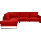 - Canapé d'angle en cuir italien 7 places CHARLES, rouge, angle gauche