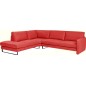 - Canapé d'angle en cuir italien 7 places CHARLES, rouge, angle gauche