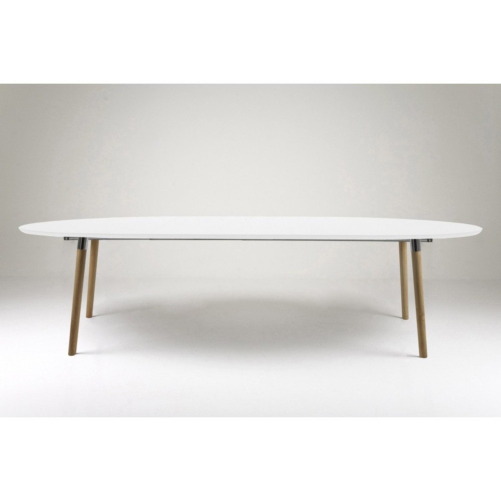 Table à manger design laqué blanc à rallonges, BELLA