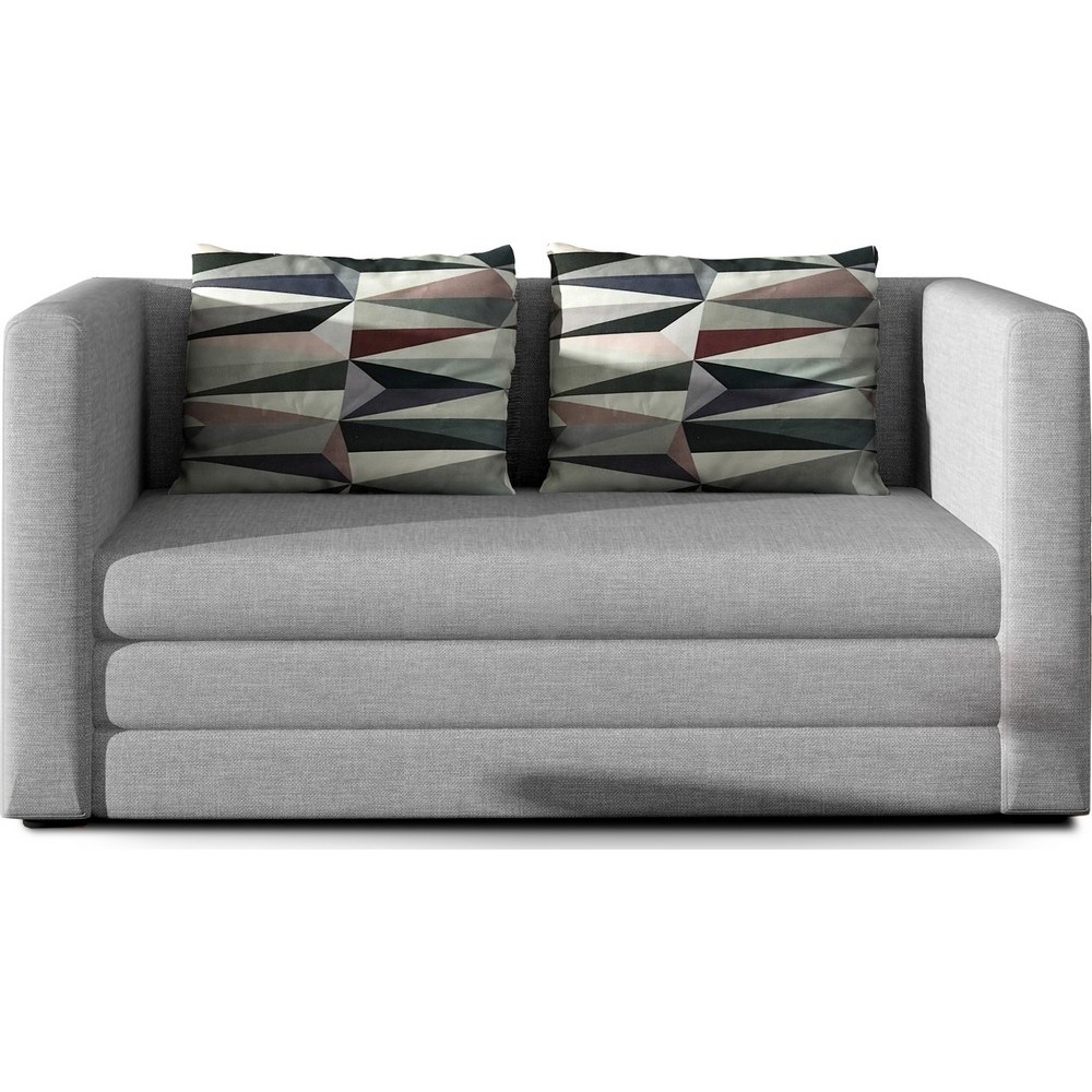 Canapé 2 places convertible - GRIS - en tissu de qualité luxe, NELSON