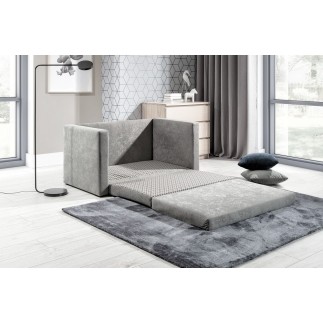 Canapé 2 places convertible - GRIS - en tissu de qualité luxe, NELSON