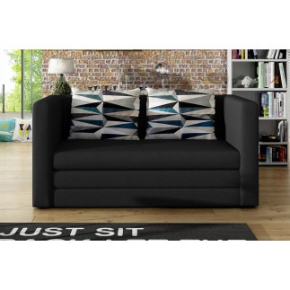 Canapé 2 places convertible - NOIR - en tissu de qualité luxe, NELSON