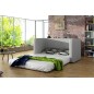 Canapé 2 places convertible - NOIR - en tissu de qualité luxe, NELSON
