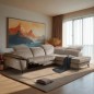 Canapé d'angle avec relax électrique tissu bouclette sensation velours, 5/6 places SINATRA, beige foncé, angle droit Canapé d'angle avec relax électrique tissu bouclette sensation velours, 5/6 places SINATRA, beige foncé, angle droit
