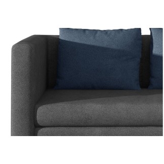 Canapé 2 places convertible - Gris foncé et coussins bleus - en tissu de qualité luxe, NELSON