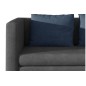 Canapé 2 places convertible - Gris foncé et coussins bleus - en tissu de qualité luxe, NELSON