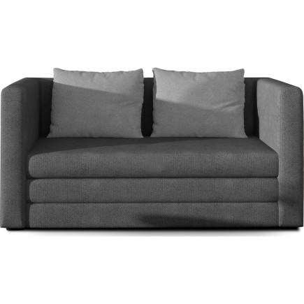 Canapé 2 places convertible - Gris foncé et coussins gris - en tissu de qualité luxe, NELSON