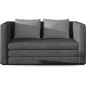 Canapé 2 places convertible - Gris foncé et coussins gris - en tissu de qualité luxe, NELSON