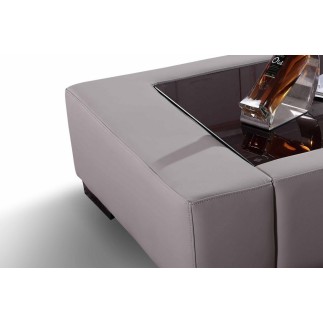 Table basse personalisé en cuir italien ZANA, gris clair REF 4C095