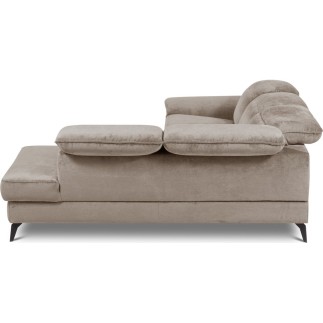 Canapé d'angle avec relax électrique tissu bouclette sensation velours
