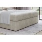 Ensemble boxspring complet tête de lit + sommiers + matelas + surmatelas IDYLLE - tissu luxe beige - 140x200 cm
