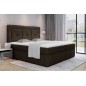 Ensemble boxspring complet tête de lit + sommiers + matelas + surmatelas IDYLLE - tissu luxe chocolat - 140x200 cm