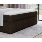 Ensemble boxspring complet tête de lit + sommiers + matelas + surmatelas IDYLLE - tissu luxe chocolat - 140x200 cm