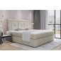 Ensemble boxspring complet tête de lit + sommiers + matelas + surmatelas IDYLLE - tissu luxe beige - 180x200 cm