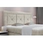 Ensemble boxspring complet tête de lit + sommiers + matelas + surmatelas IDYLLE - tissu luxe beige - 180x200 cm