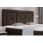 Ensemble boxspring complet tête de lit + sommiers + matelas + surmatelas IDYLLE - tissu luxe chocolat - 180x200 cm