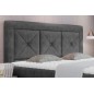Ensemble boxspring complet tête de lit + sommiers + matelas + surmatelas IDYLLE - tissu luxe gris foncé - 180x200 cm