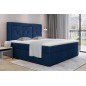 Ensemble boxspring complet tête de lit + sommiers + matelas + surmatelas IDYLLE - velours luxe bleu - 140x200 cm
