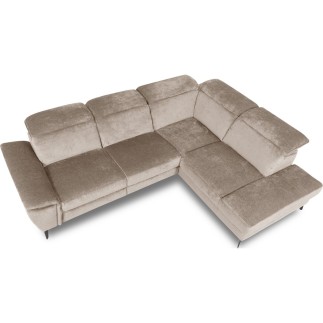 Canapé d'angle avec relax électrique tissu bouclette sensation velours