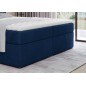 Ensemble boxspring complet tête de lit + sommiers + matelas + surmatelas IDYLLE - velours luxe bleu - 140x200 cm