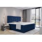 Ensemble boxspring complet tête de lit + sommiers + matelas + surmatelas IDYLLE - velours luxe bleu - 140x200 cm