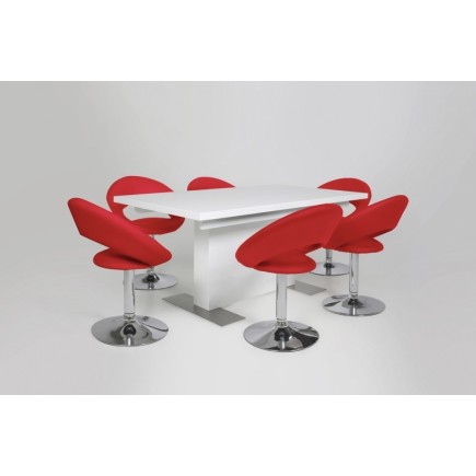 Table à manger design laqué blanc à rallonges, BRUNI