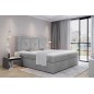 Ensemble boxspring complet tête de lit + sommiers + matelas + surmatelas IDYLLE - velours luxe gris - 140x200 cm