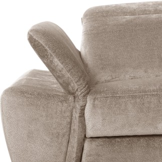 Canapé d'angle avec relax électrique tissu bouclette sensation velours, 5/6 places SINATRA, beige foncé, angle droit