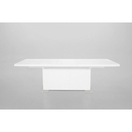 Table à manger design laqué blanc à rallonges, BRUNI