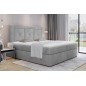 Ensemble boxspring complet tête de lit + sommiers + matelas + surmatelas IDYLLE - velours luxe gris - 180x200 cm