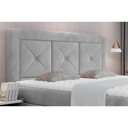 Ensemble boxspring complet tête de lit + sommiers + matelas + surmatelas IDYLLE - velours luxe gris - 180x200 cm